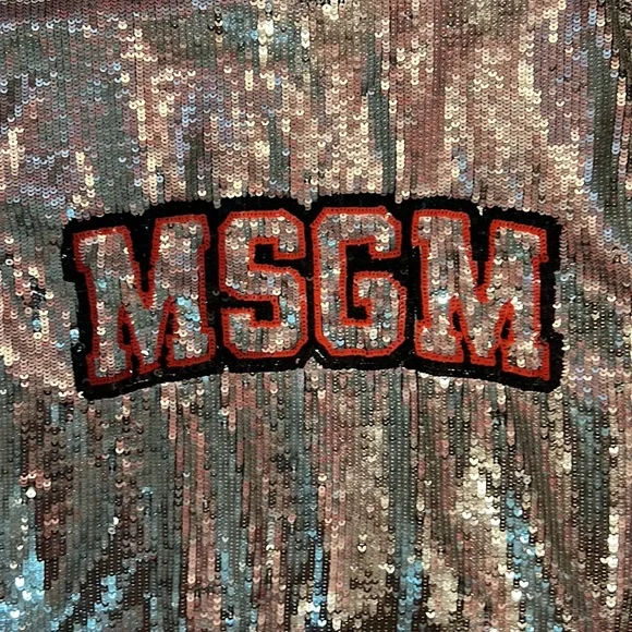 MSGM Milano short sleeve sequin silver blouse - Picture 2 of 5